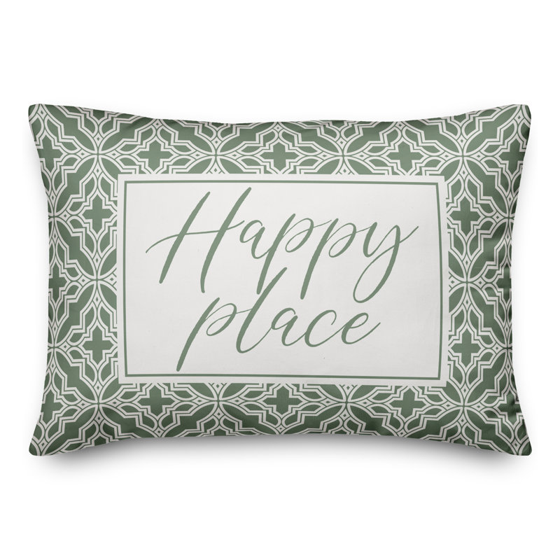 Geometric Outdoor Reversible Throw Pillow, Green