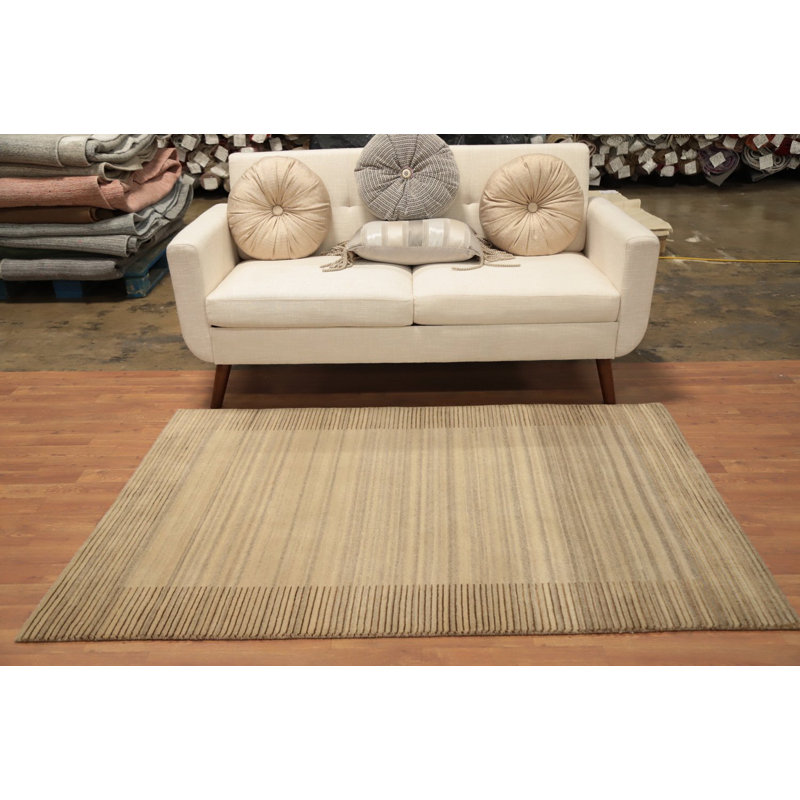 Subtle Elegance: Gradient Striped Nepalese Rug 4x6