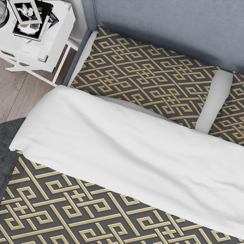 Ensemble de housse de couette Mid-Century Luxury Metallic, Housse de couette très grand + 2 taies décoratives