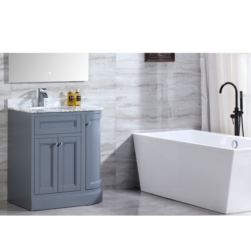 Ensemble de meuble-lavabo simple 36 po avec plateau Mirhan, Gris