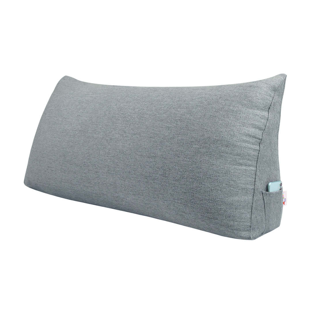 Sit-up Back Comfort Linen-look Textured Triangular Headboard Back Support Wedge Reading Pillow for Bed Rest WOWMAX 