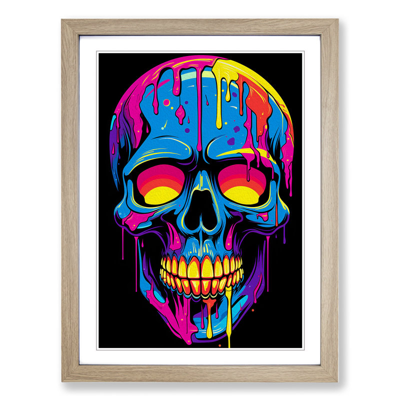 Skull Pop - Framed Print, Oak, 46cm H x 34cm W x 2cm D