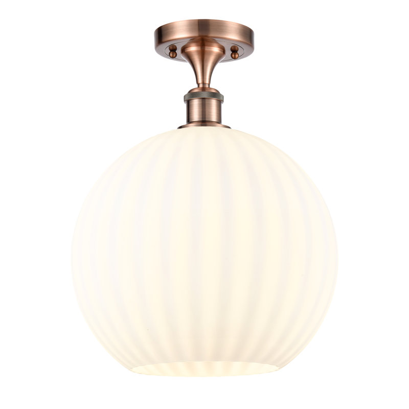 Ballston - Adriao - 1 Light Semi-Flush Mount, 14.75" H x 12" W x 12" D, Antique Copper