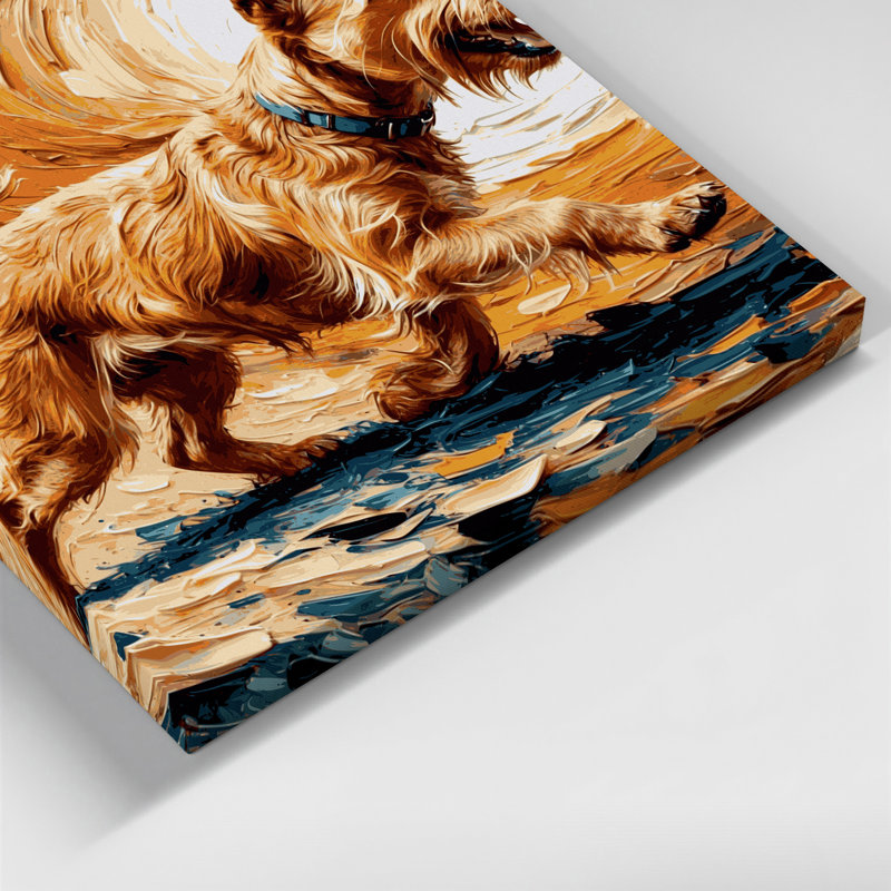 «Dogs Norwich Terrier», art mural sur toile beige, H 12 po x l 12 po