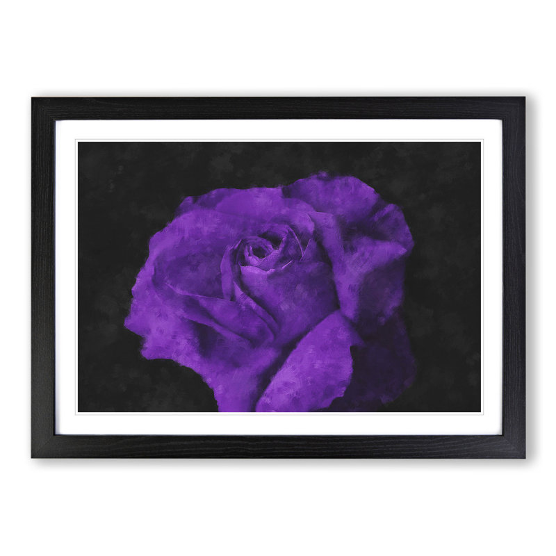 Purple Rose Flower Vol.3 - Framed Print, 27cm H x 36cm W x 2cm D, Black Framed