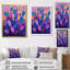 Cactus mauve et bleu, coucher de soleil Vibes I - décoration murale cactus floral-521158819-521158818