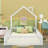 Wood Full Size House Platform Bed With Guardrail-1758563130