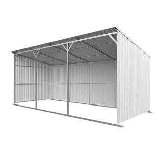 20FT/25FT Livestock Metal Shed, Heavy-Duty Steel Shelter with Skid Base Storage Shed