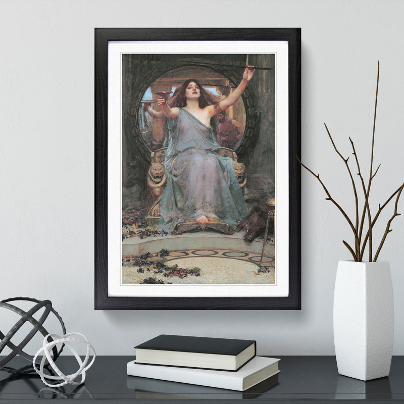 Circe Offering the Cup to Odysseus by John William Waterhouse - Picture Frame Painting, 48cm H x 36cm W x 2cm D, Black Framed