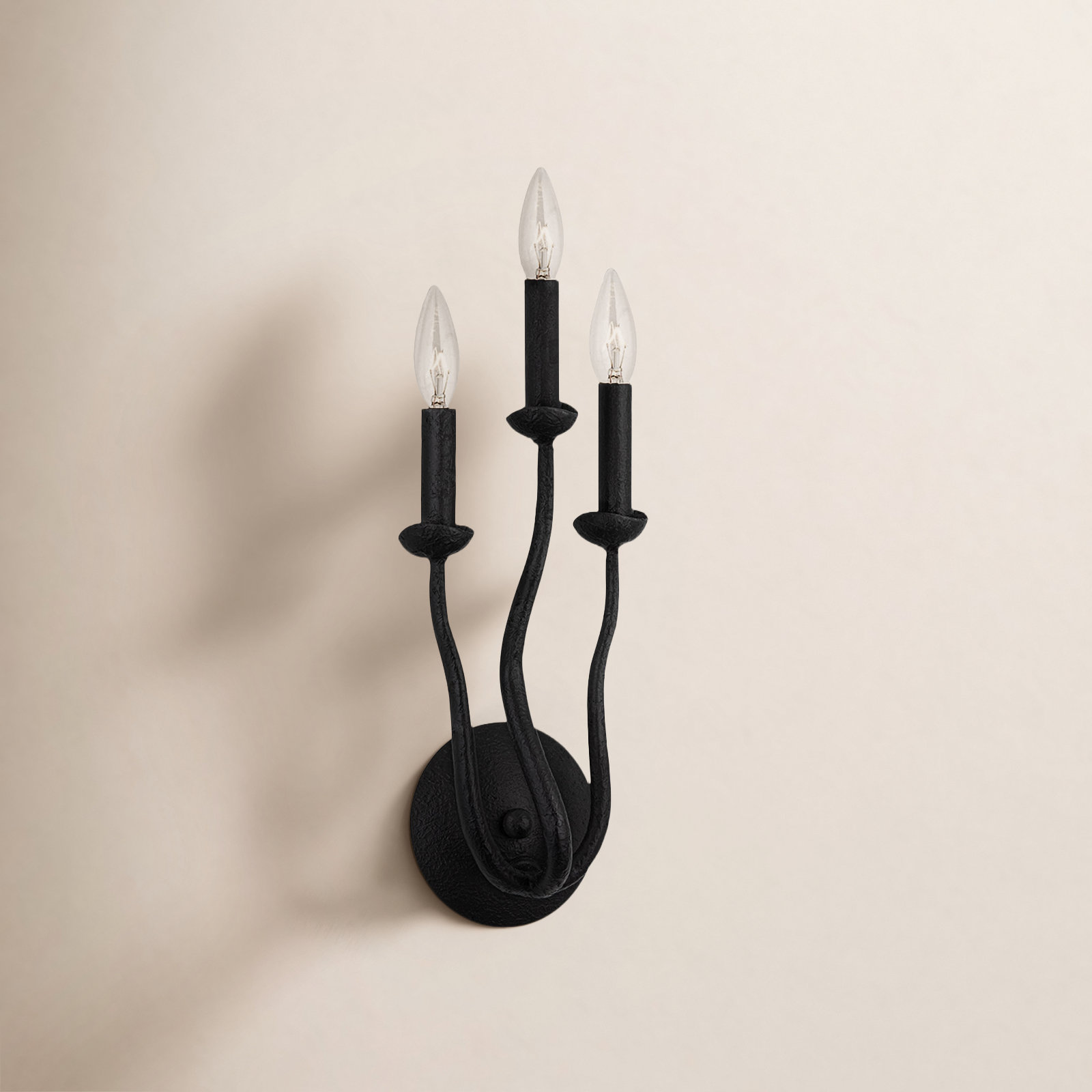 Reign 3-Light Dimmable Candle Sconce, Black Iron