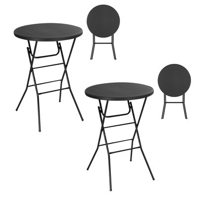 Table haute 31,5 po ronde en plastique pliante ronde, table de bar portable imperméable à hauteur de comptoir pour les fêtes intérieures et extérieures, les mariages, le camping et la cour arrière