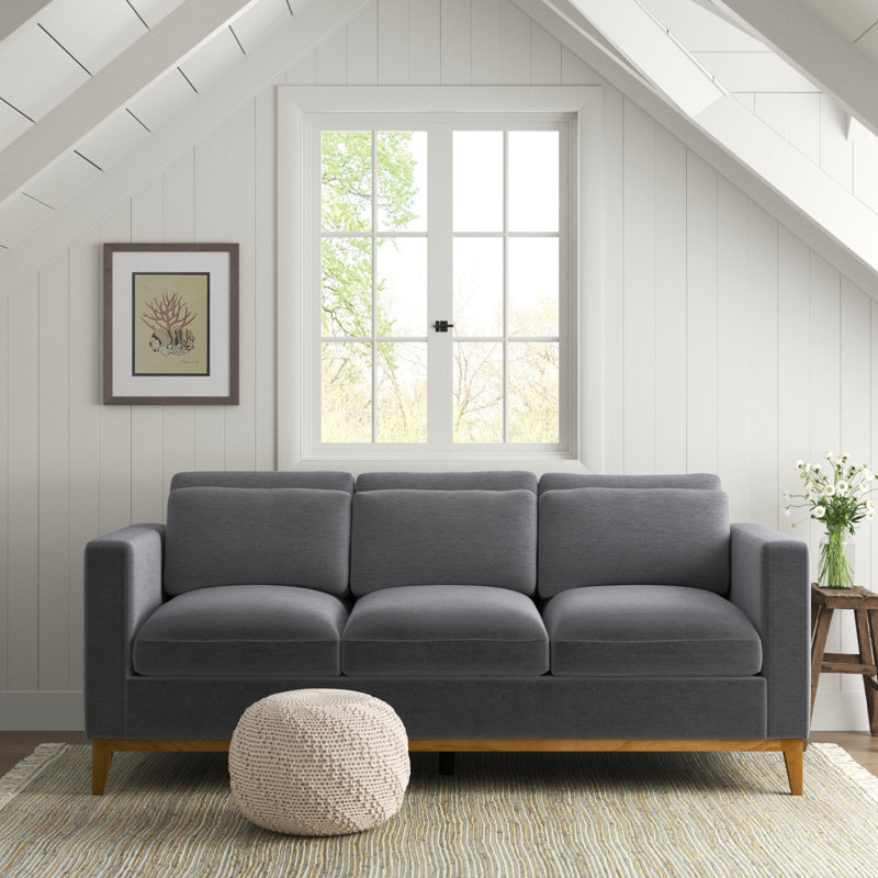 Canapé à accoudoirs carrés avec coussins réversibles 81,5 po Bazil, 100 % polyester gris