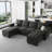 Shavera Velvet U-Shaped Sectional Couch Convertible Large Sofa Bed Sleeper With Storage Ottoman-129925605