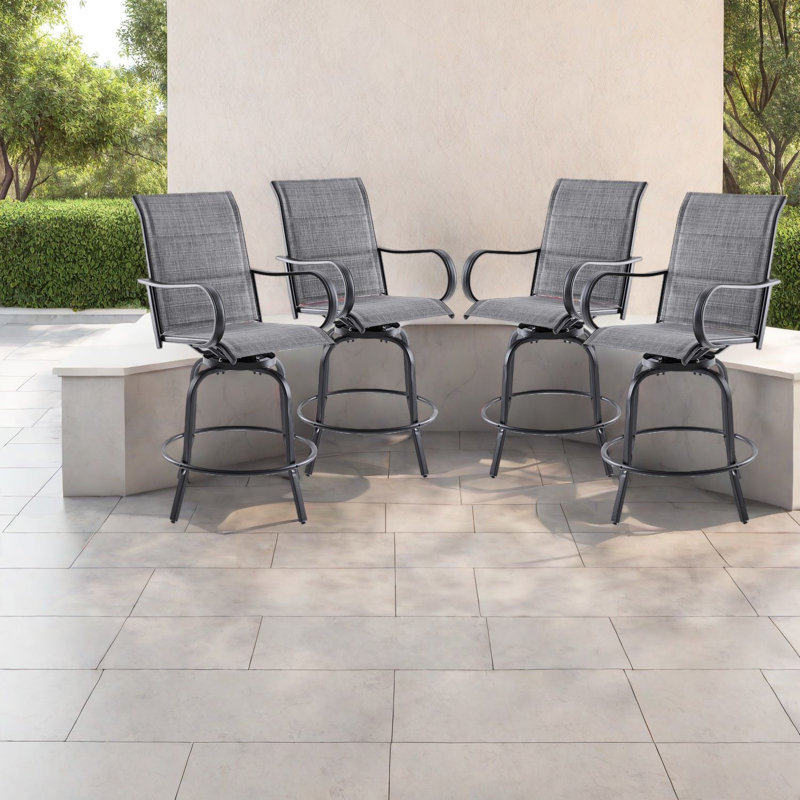 Tabourets de bar pivotants pour patio, chaises modernes en métal pour balcon