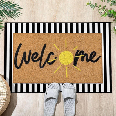2 tapis de porte de printemps d'été antidérapant Wildflower Hello S ...