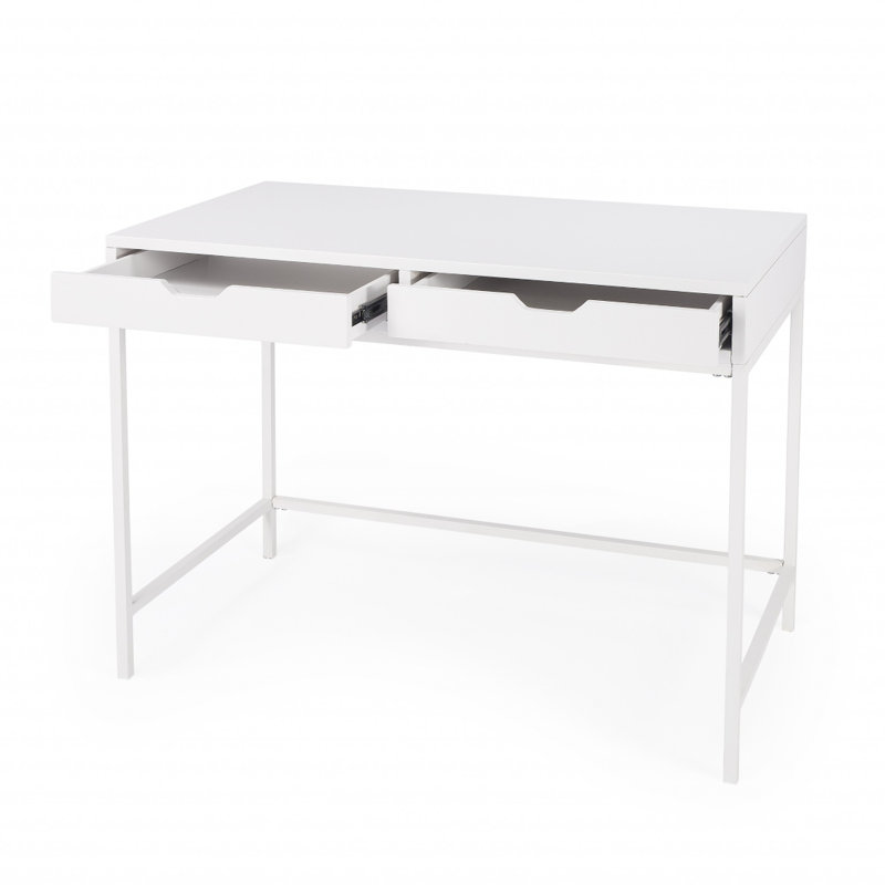 Belka Modern White Mahogany Writing Desk with Smooth Drawers