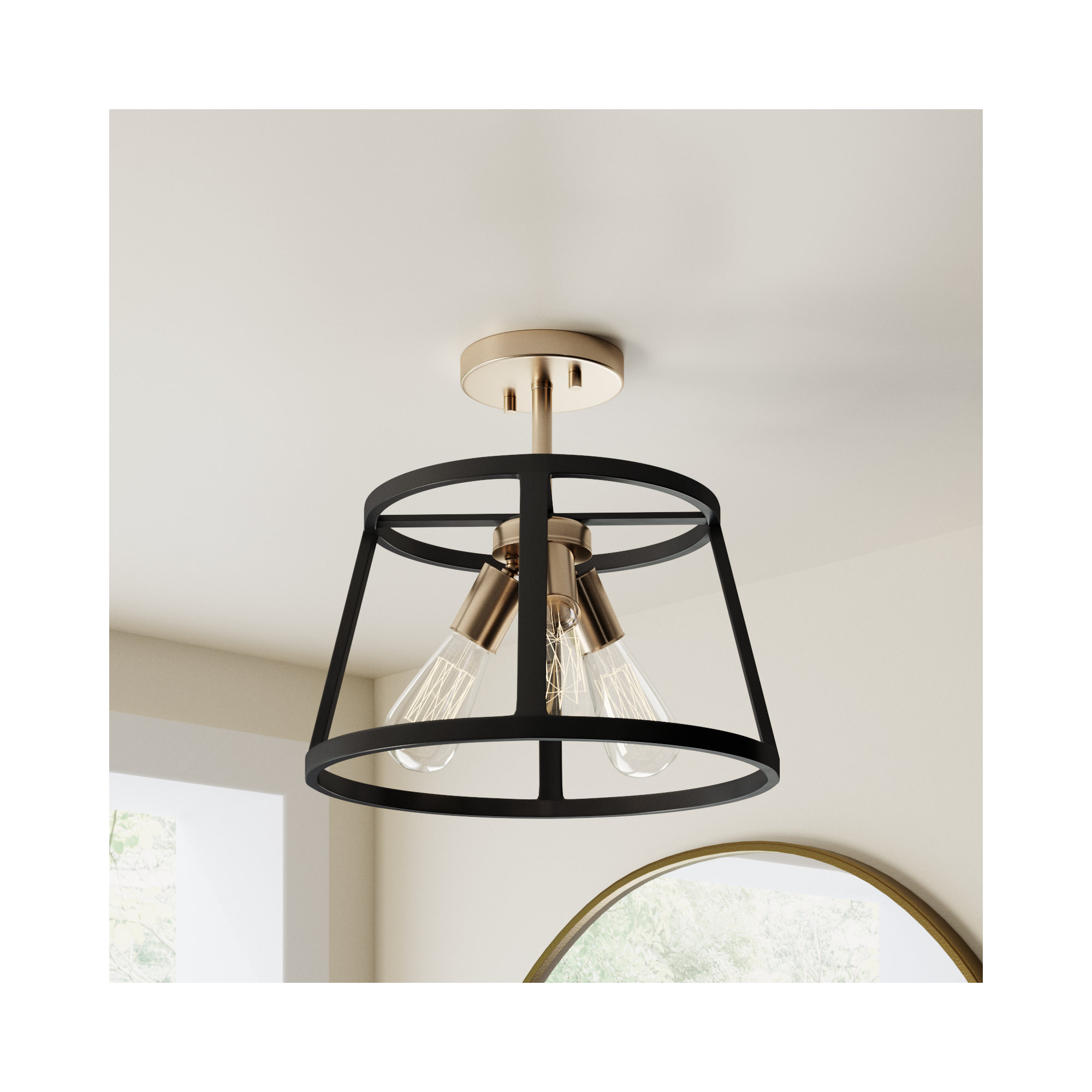 Brielle 3 Light Semi Flush Mount