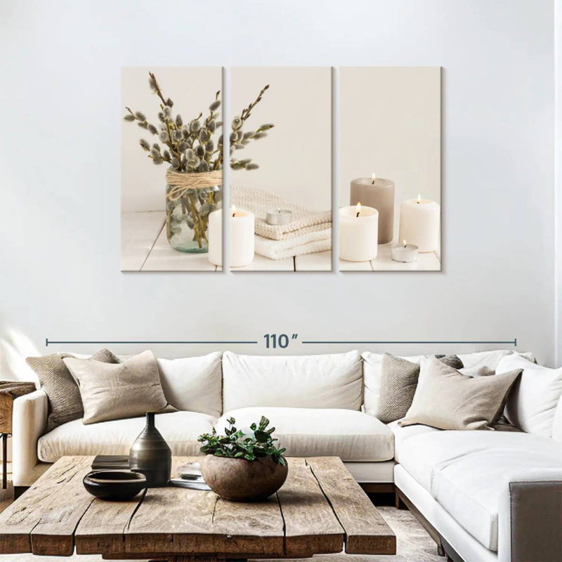 Ensemble de salle de bain sur toile 3 pièces Zen Zen, H 48 po x l 74 po x P 1,25 po