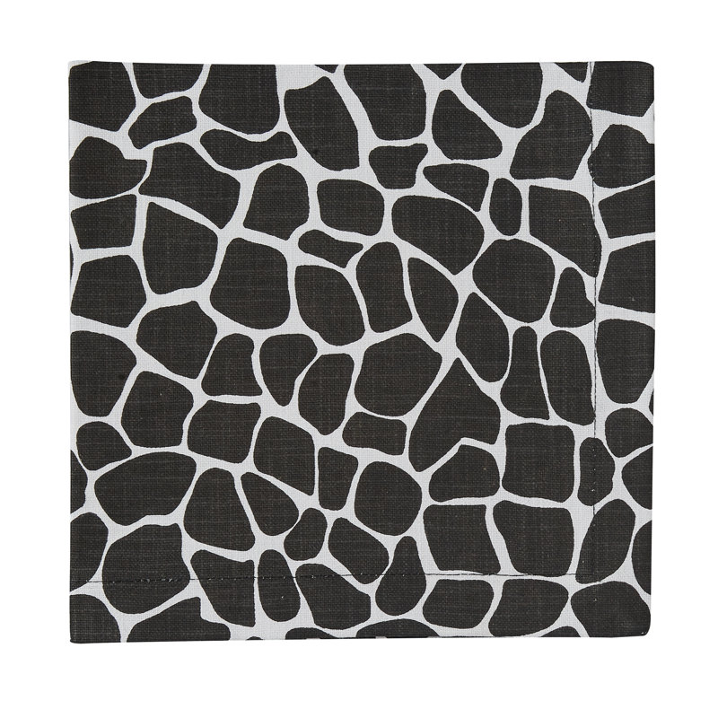  Ensemble de 4 serviettes de table à imprimé girafe noire, Noir