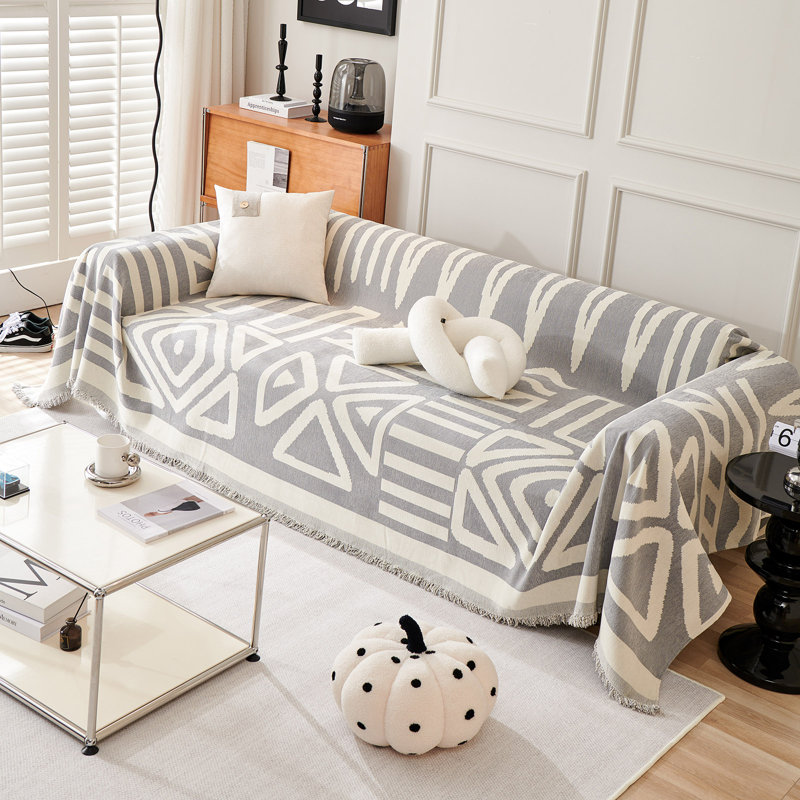 Housse pour canapé modulaire Boho Chenille, H 71 po x l 150 po x P 0,1 po, Gris