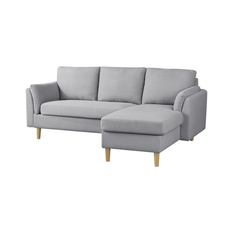 Sunny 83.5" Reversible Sofa Chaise Sectional, Light Gray Polyester