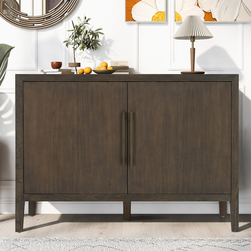 Buffet 47,25 pouces avec 2 portes et pieds réglables, Dark Brown