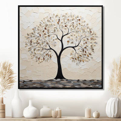 Silhouette d'arbre monochrome minimaliste - arbre, art mural de salon