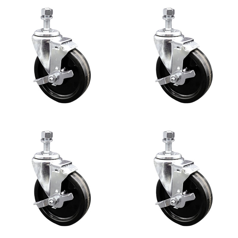 Wheel Swivel 10mm Threaded Stem Caster with Brake SCC