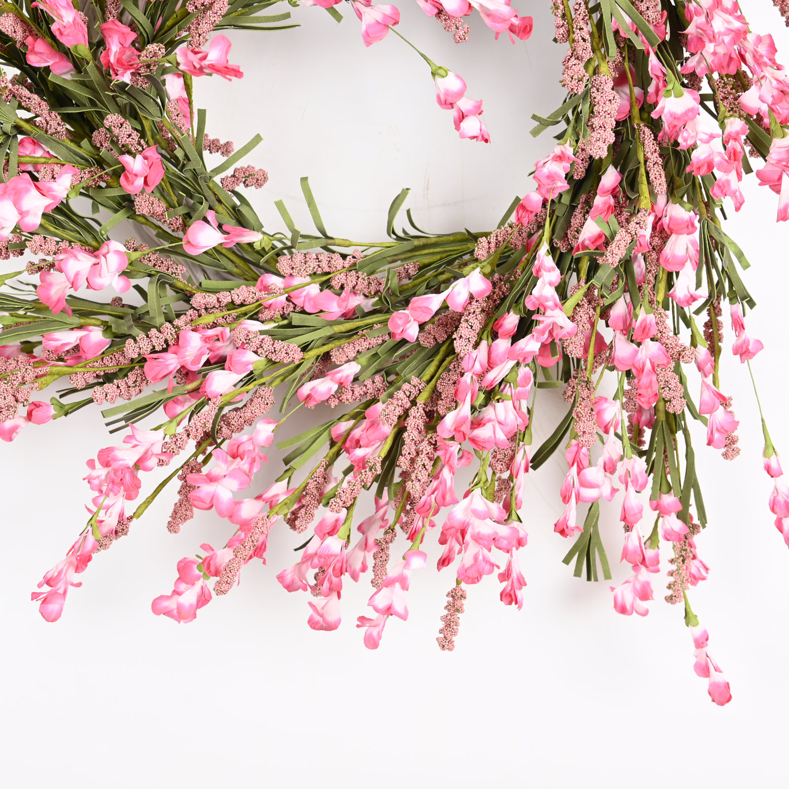 26" Handcrafted Wildflower, Berry Wedding Wreath, Green/Pink