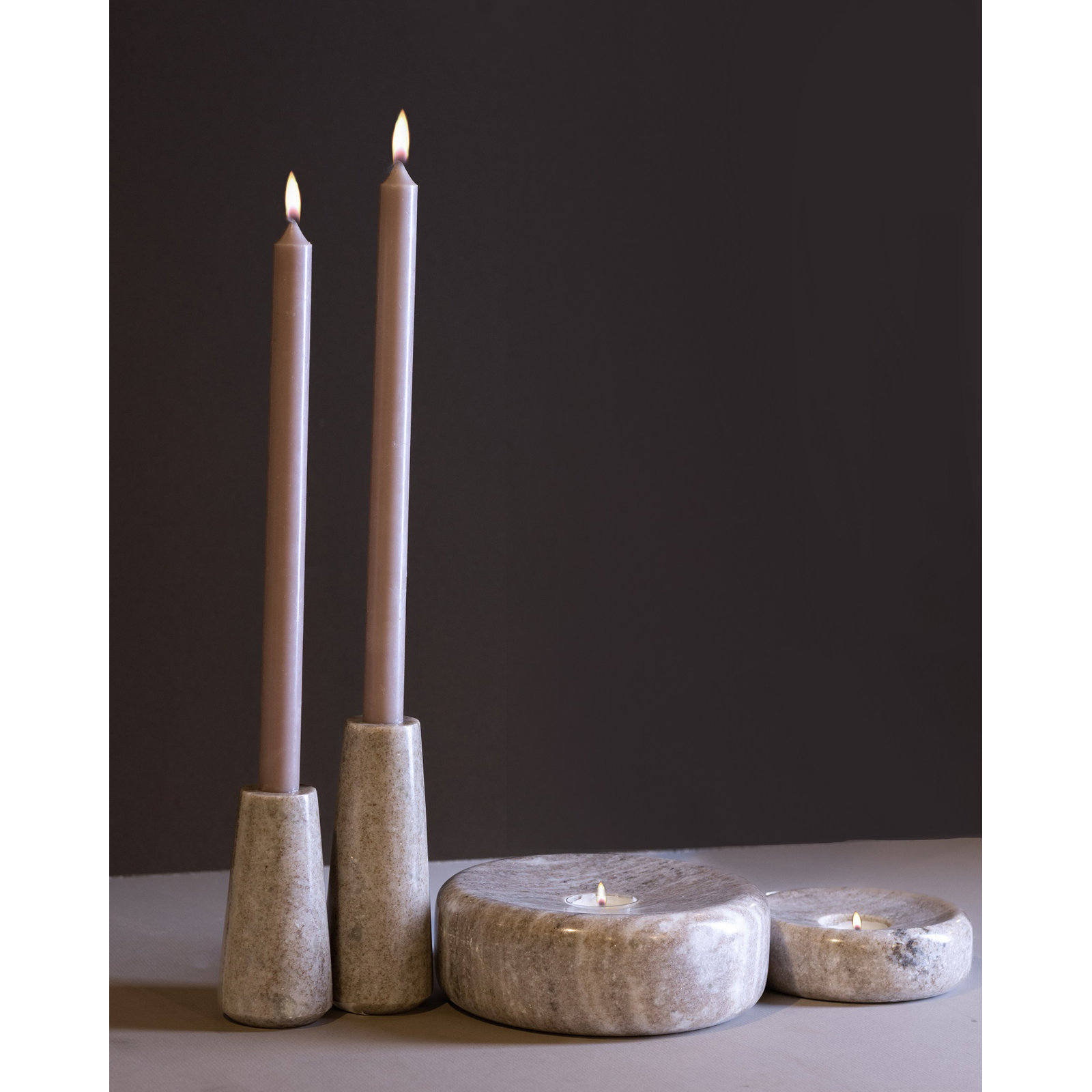 Tellis Marble Tealight Holder, 2.5" H x 7" W x 7" D