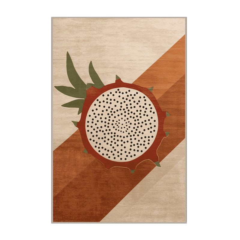 Machine Washable Aedan Dragonfruit Modern Rug in Beige – Beige Binding, 8x12