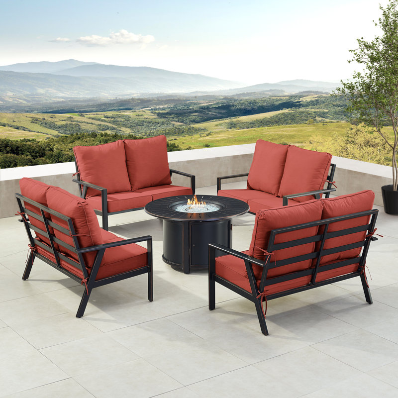 Fredu Outdoor 7 - Piece Conversation Set, Red