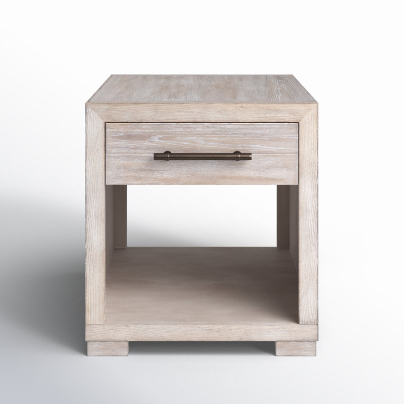 Appleton End Table with Storage, Weathered Oak