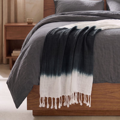 Modern Coastal Ombre Handwoven 100% Cotton Throw Blanket