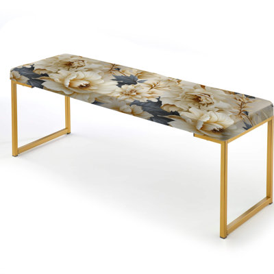 Neo Victorian Fusion Victorian Pattern XIII - Floral Upholstered Gold Bench