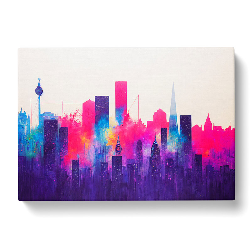 Colourful London Skyline Vol.1 Abstract - Wrapped Canvas, 50cm H x 76cm W x 3cm D