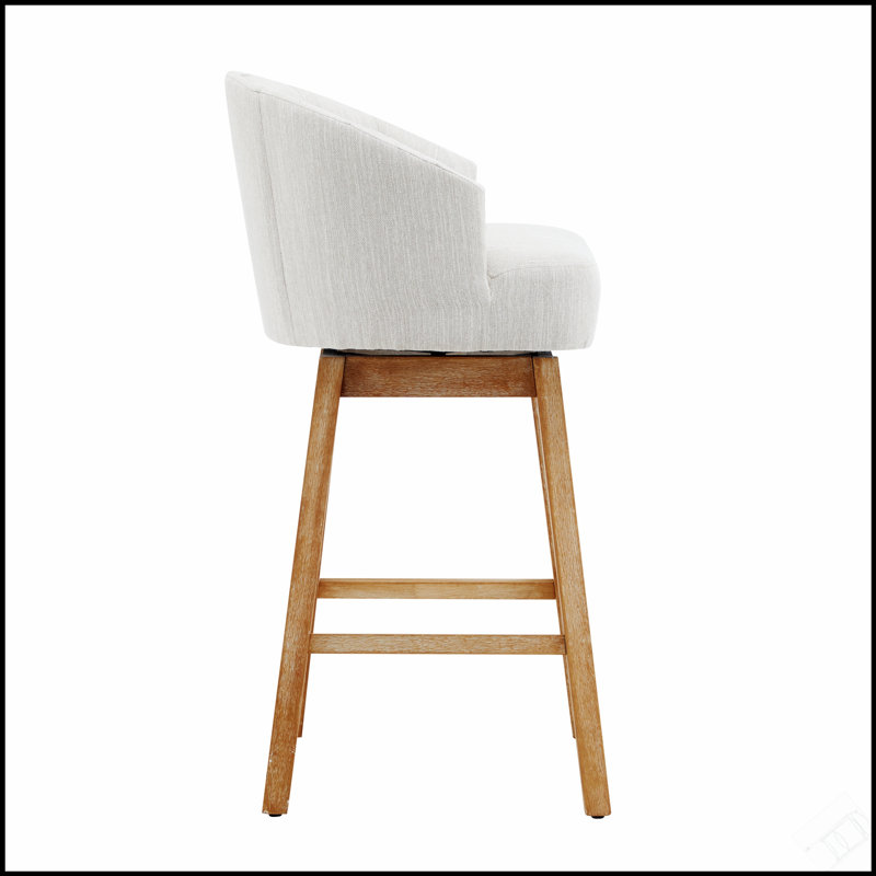 Ensemble de 2 tabourets de comptoir pivotants de 33,25 pouces, hauteur de bar rembourré avec structure en bois massif, dossier, repose-pieds pour la maison et la cuisine