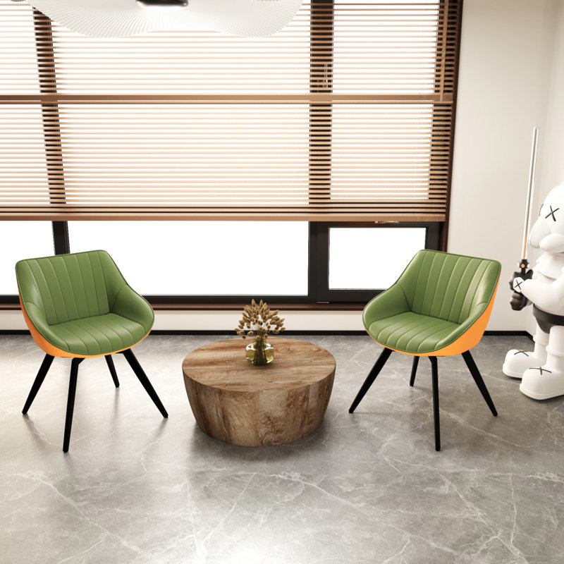 Ensemble de table basse 29,53 po en bois aggloméré et 2 chaises en polyuréthane, table de salle à manger intégrée au tambour et chaises en métal