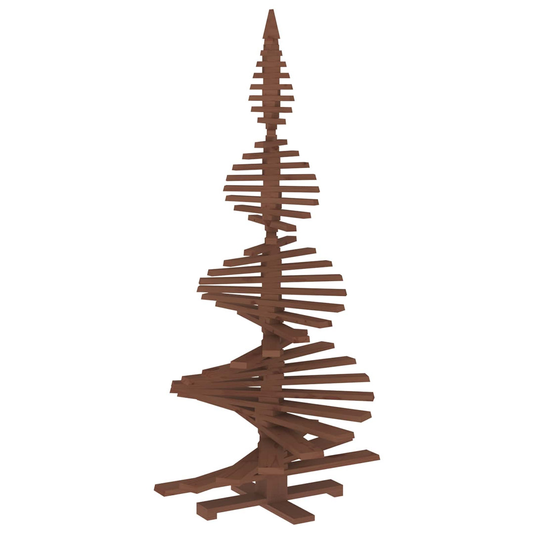 Vidaxl (Dark Brown Finish, 210 Cm) Wooden Christmas Tree Kotka Solid Pine Wood Holiday Decor Diy Indoor - Image 3