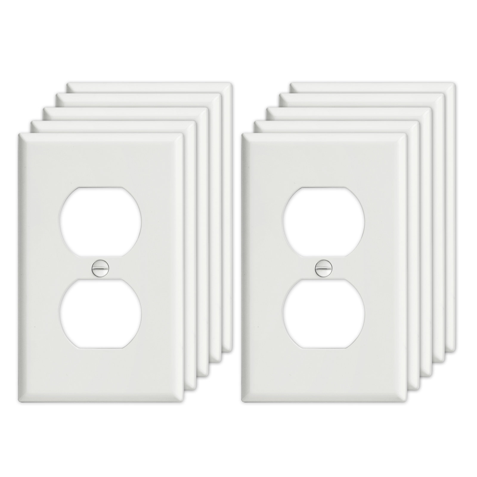 UCOMEN Duplex Receptacle Wall Plate, Standard Size 1 - Gang Electrical Outlet, 4.57 x 2.8, Almond 10 Pack, Brown