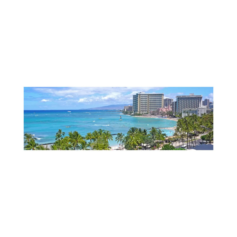 Honolulu Panoramic Skyline Cityscape - Wrapped Canvas Panoramic Print, 30.48 cm H x 91.44 cm W x 1.91 cm D