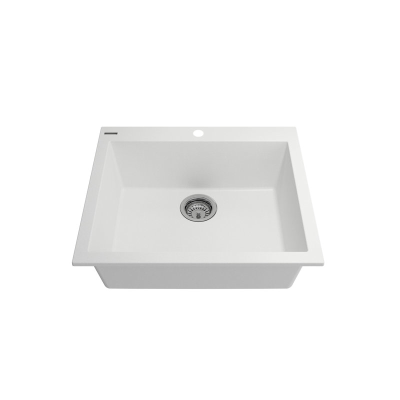 Milk White Granite Single Bowl Drop-In Kitchen Sink