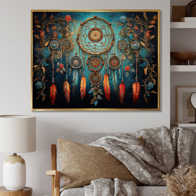«Teal Dream Catcher Folklore Whispers I», reproduction sur toile