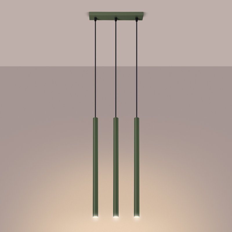 Berthile - Light Pendant, 52cm W x 9cm D, Green, 3 Lights