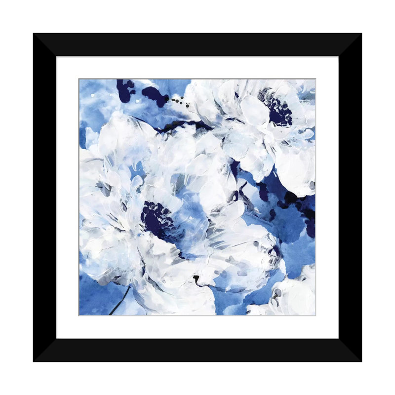 «Little Blue I» par Eva Watts - reproduction d'art sur toile tendue avec châssis, H 16 po x l 16 po x P 1 po, Blanc