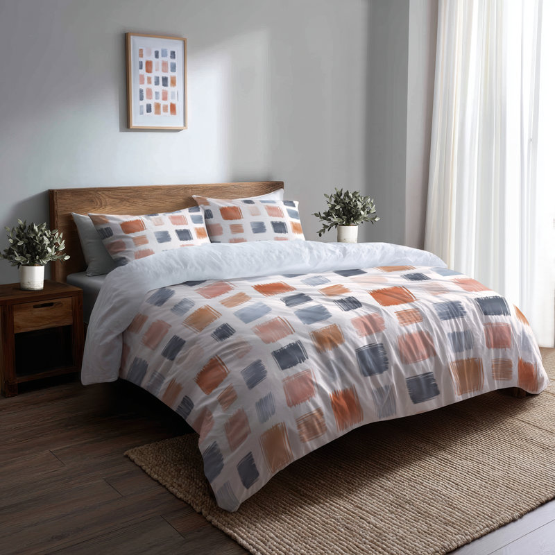 Ensemble de housse de couette Modern Modern Bed Of 3 - Blue Scandinavian, Housse de couette grand et 2 taies décoratives