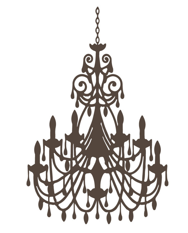 Décalcomanie murale lustre ornée, H 24 po x l 16 po x P 0,01 po, Brun