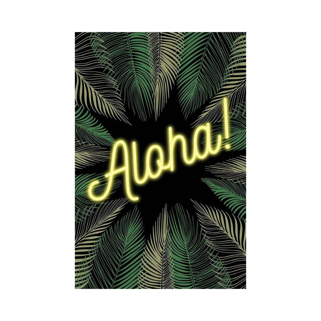 Neon Aloha! Hawaiian Design With Palm Trees by Design Harvest - Wrapped Canvas Print