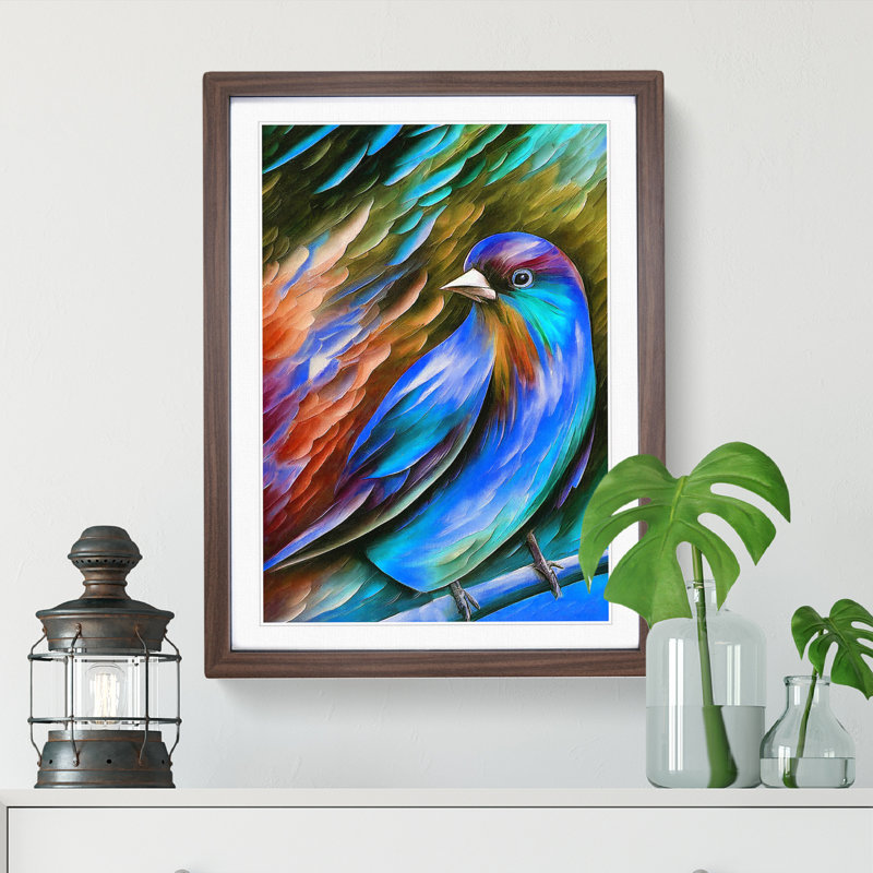 Beauty of a Bird No.5 - Wall Art, 48cm H x 36cm W, Walnut Framed, White