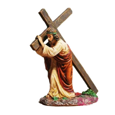 Jesusee Carrying Crosses Statue Resin Ornaments Religious Catholic Figurines Christ Home Table Decoration